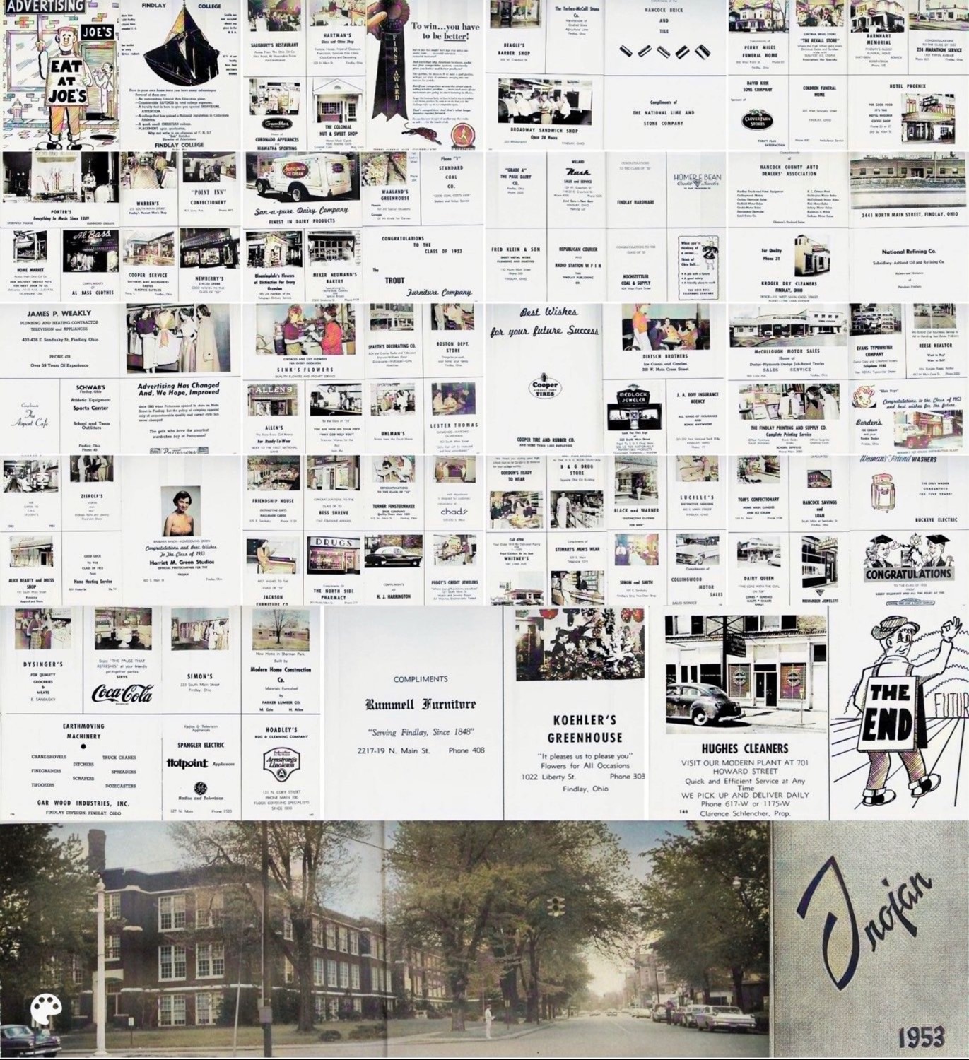 Trojan Ads 1953. Findlay High School Findlay Ohio